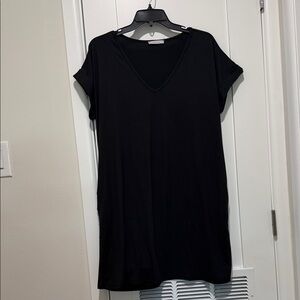 Black V-Neck T-Shirt Dress
